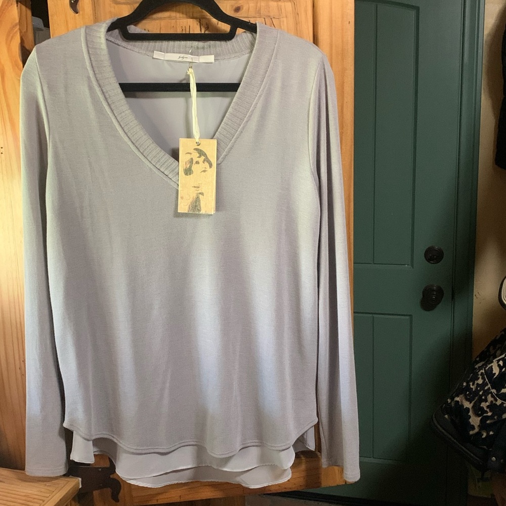 NWT Flowy Layered Sweater with Sheer Lining